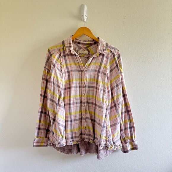 Free People We The Free Seeking Starlight Plaid Button-Up Shirt size Small - Picture 5 of 13